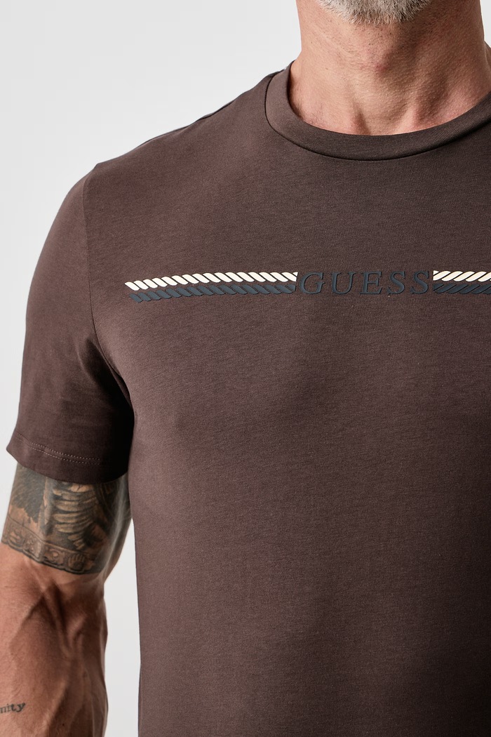 Odzież Guess T-shirt męski bawełniany Z6BI05.K6536 brązowy