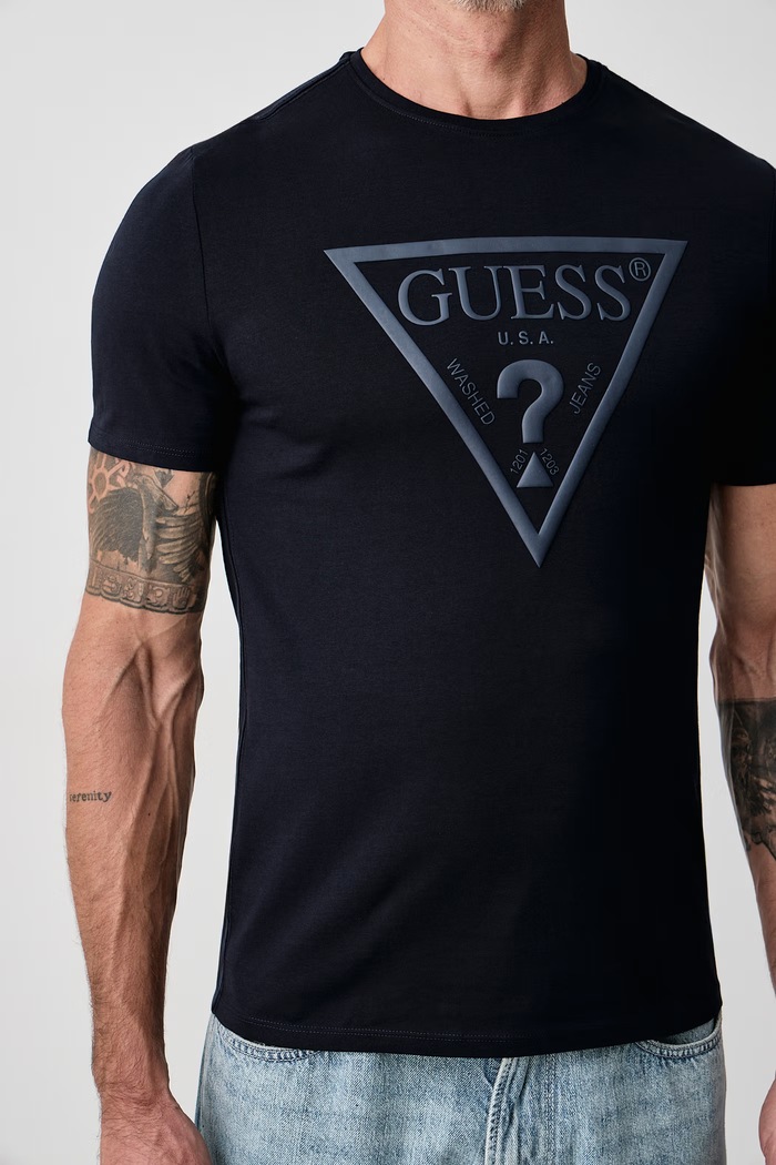 Odzież Guess T-shirt męski bawełniany M6YI71.K3745 granatowy