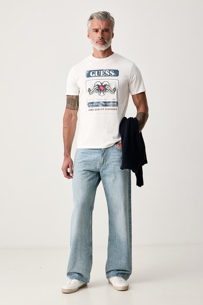 Guess T-shirt ανδρικό βαμβακερό M6BI70.K6669 μπεζ AW26