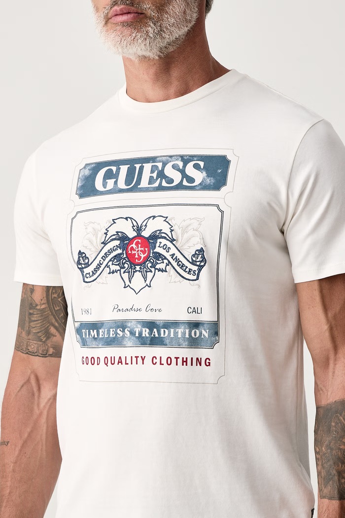 T-shirt ανδρικό βαμβακερό Guess M6BI70.K6669 μπεζ