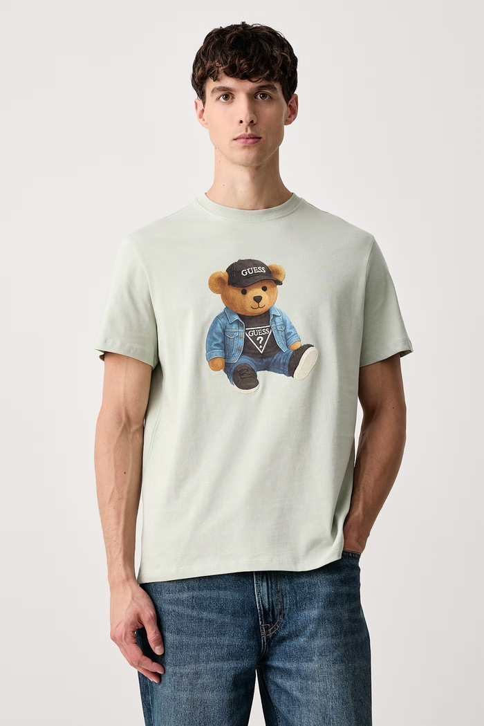 Guess T-shirt męski bawełniany zielony M6BI64.K6573