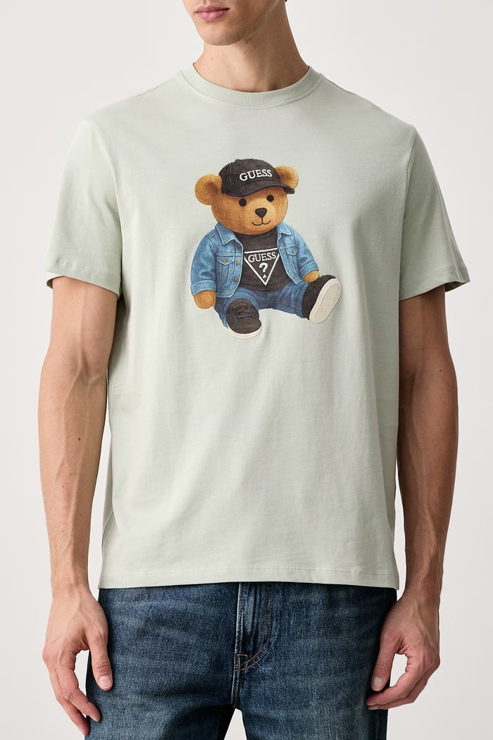 Odzież Guess T-shirt męski bawełniany M6BI64.K6573 zielony