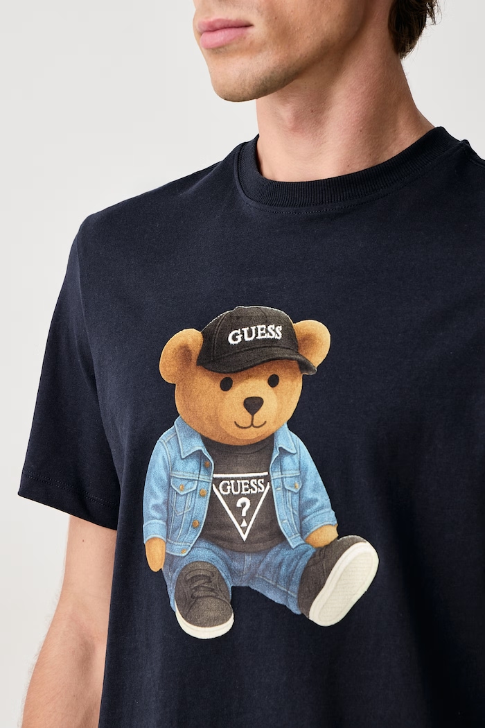 Odzież Guess T-shirt męski bawełniany M6BI64.K6573 granatowy
