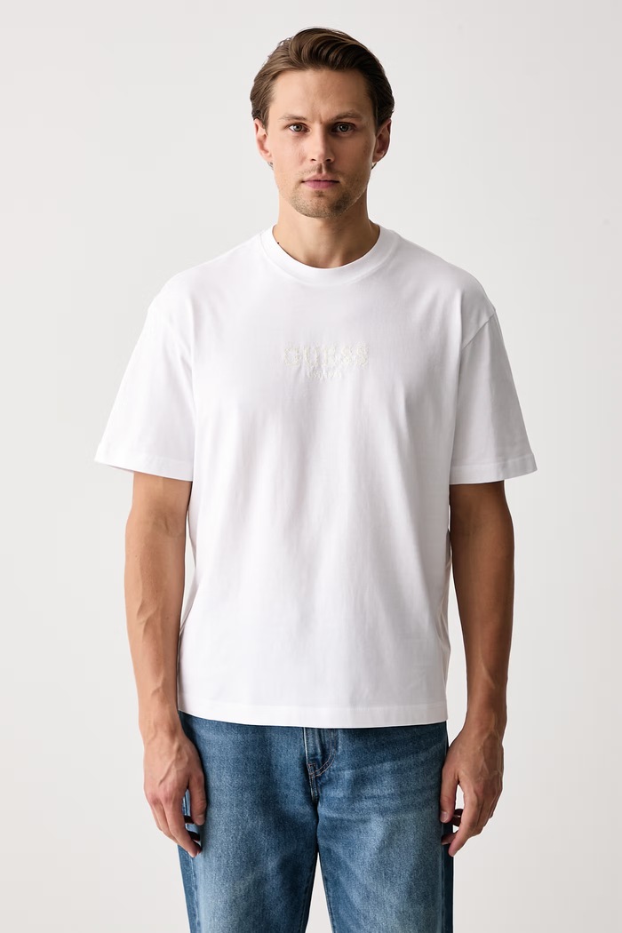 Guess T-shirt da uomo in cotone bianco M6BI55.K6192
