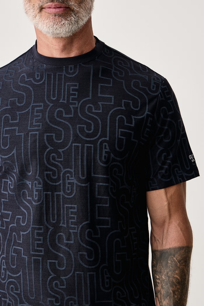 T-shirt da uomo con cotone Guess M6BI51.K6188 blu navy