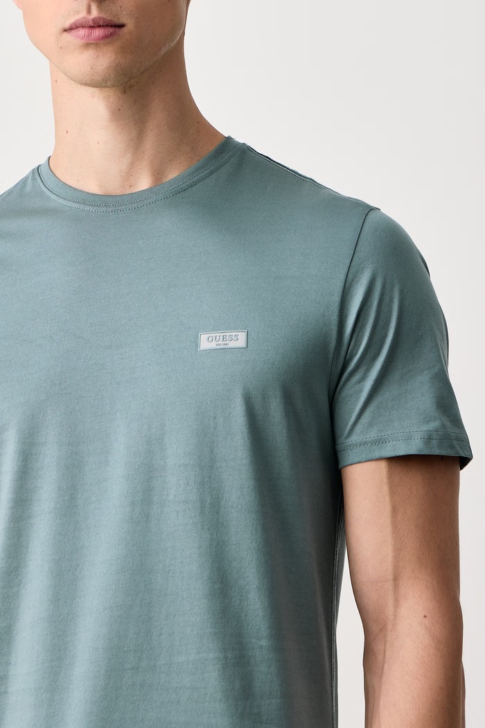 Odzież Guess T-shirt męski bawełniany M6BI43.K6180 turkusowy