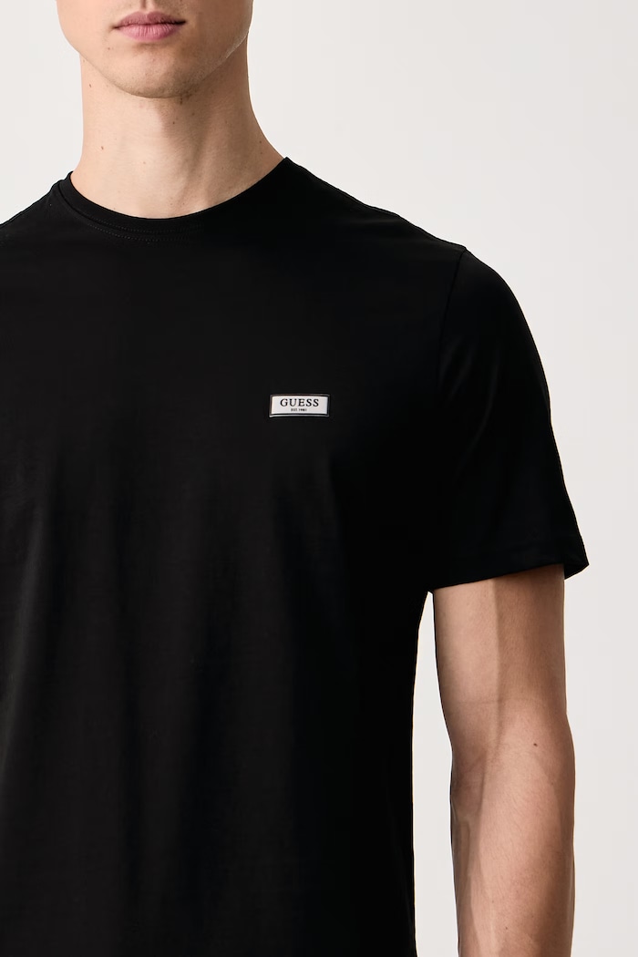 Ρούχα Guess T-shirt ανδρικό βαμβακερό M6BI43.K6180 μαύρο