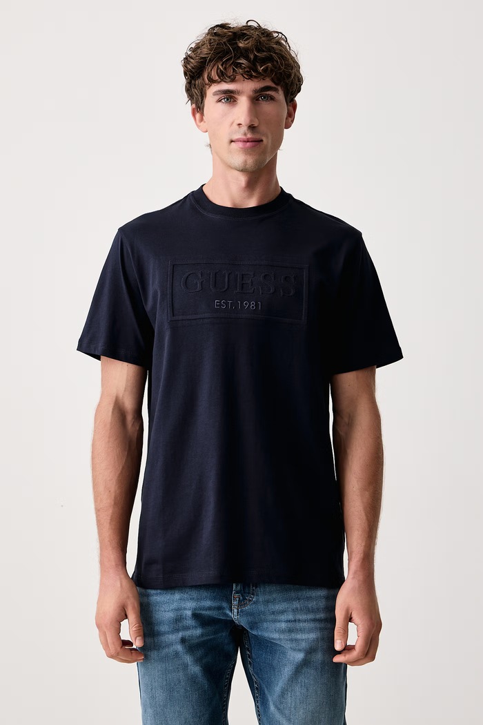 Guess T-shirt męski bawełniany granatowy M6BI41.K6178