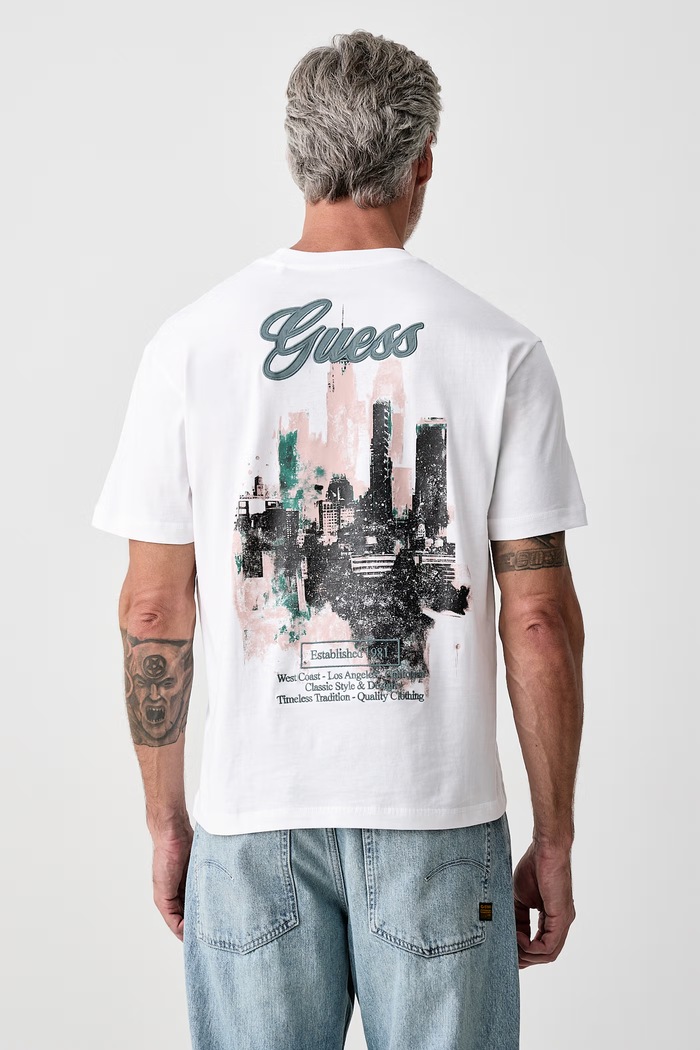 Guess T-shirt oversize męski bawełniany biały M6BI35.K6174