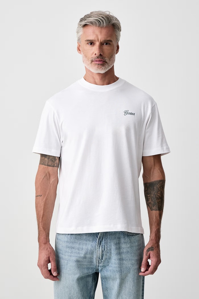 Odzież Guess T-shirt oversize męski bawełniany M6BI35.K6174 biały