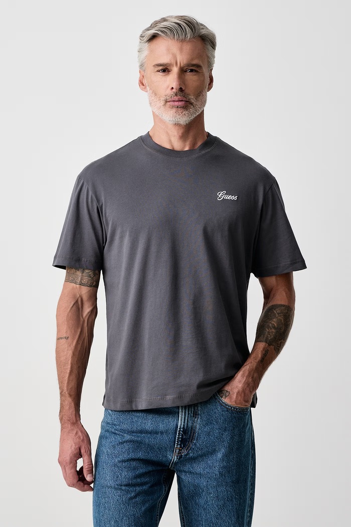 Guess T-shirt oversize męski bawełniany M6BI35.K6174 szary AW26