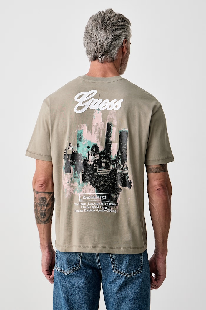 Guess T-shirt oversize męski bawełniany zielony M6BI35.K6174