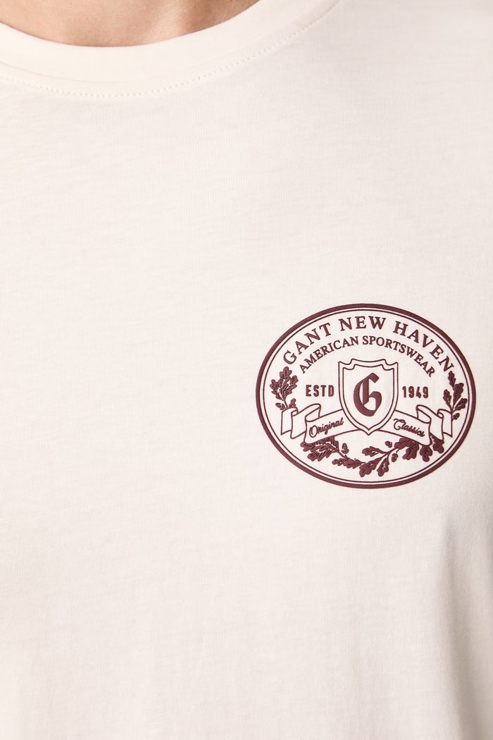 T-shirt męski bawełniany Gant 2003471 beżowy
