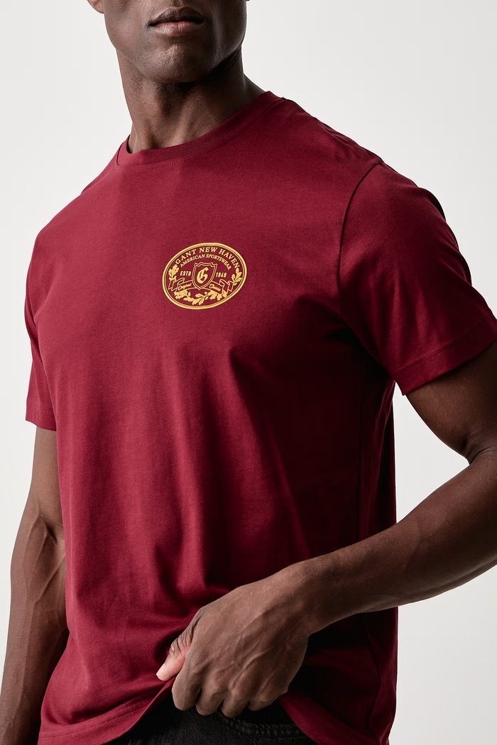 T-shirt męski bawełniany Gant 2003471 czerwony
