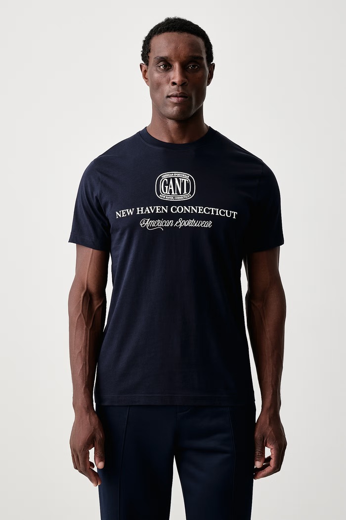 Gant T-shirt męski bawełniany granatowy 2003469