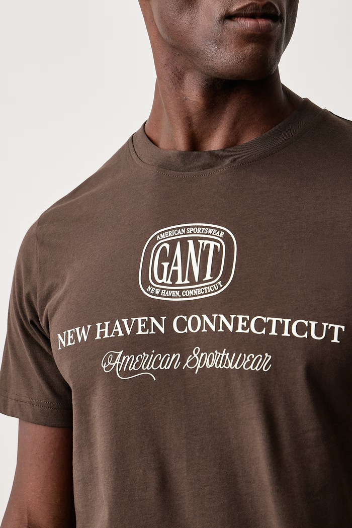 T-shirt męski bawełniany Gant 2003469 brązowy