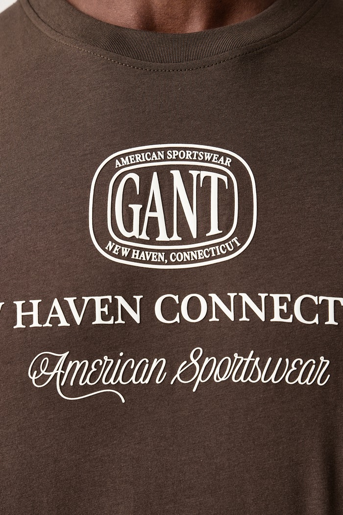T-shirt męski bawełniany Gant brązowy 2003469
