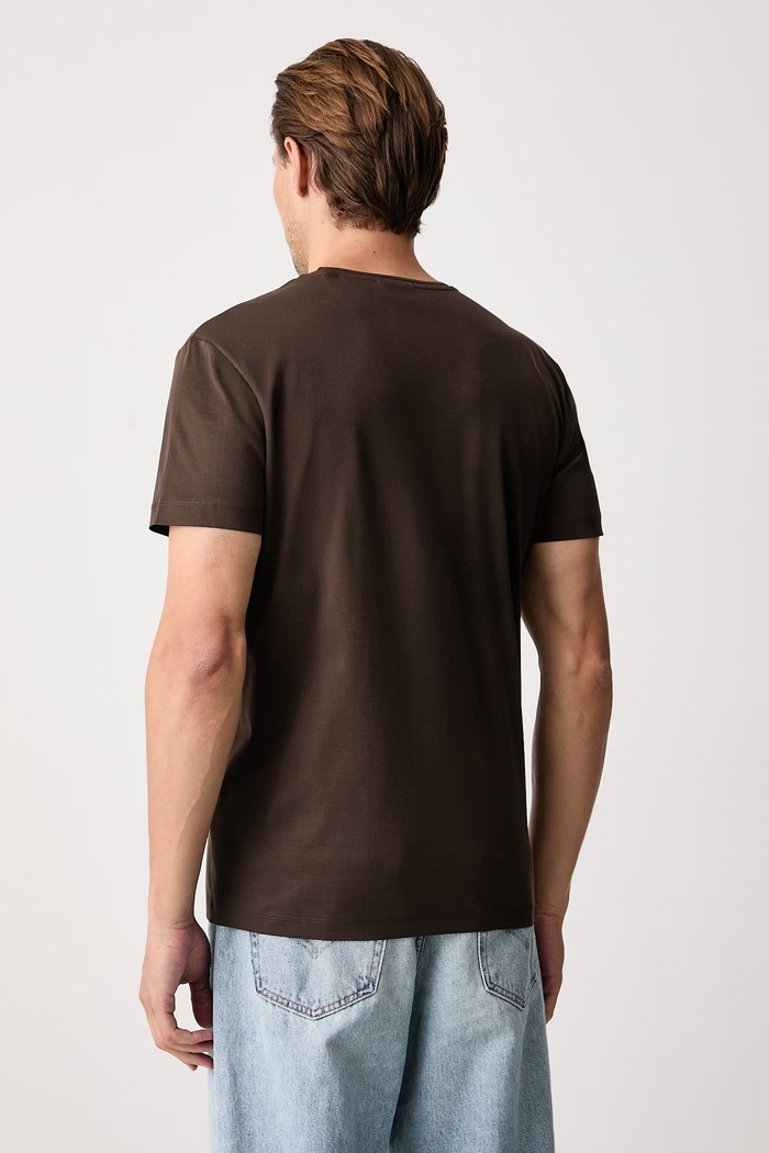 Gant T-shirt basic męski bawełniany 2003465 brązowy AW26