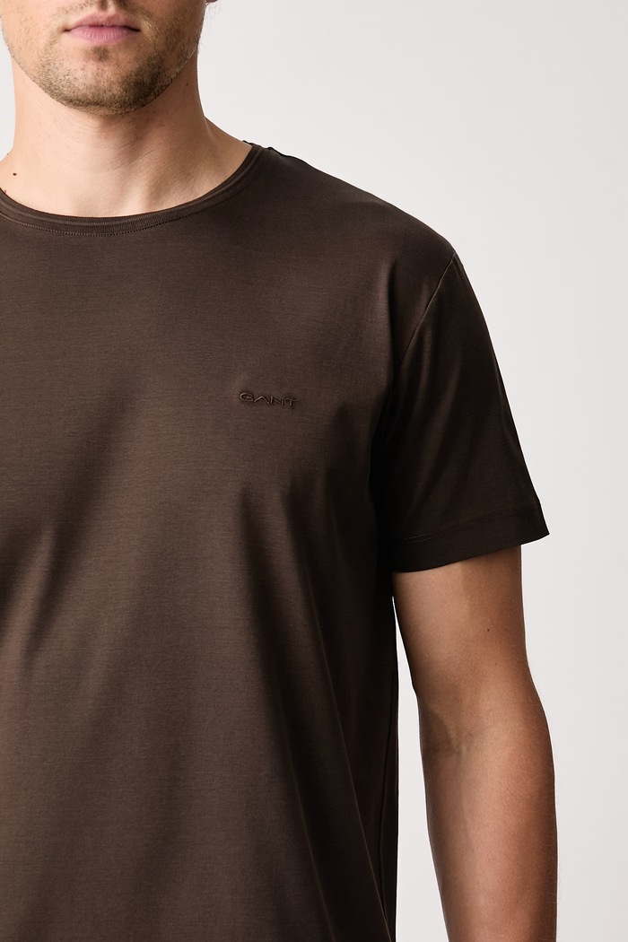 Odzież Gant T-shirt basic męski bawełniany 2003465 brązowy