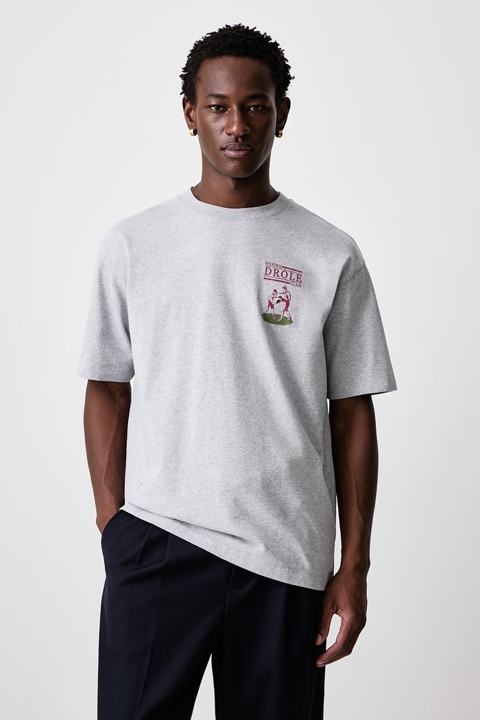Odzież Drôle de Monsieur T-shirt męski bawełniany M.TS342.CO248 szary