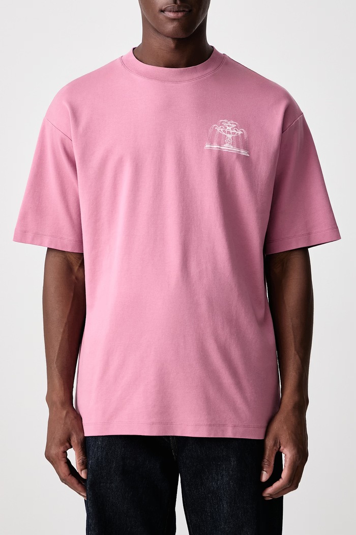 T-shirt męski bawełniany Fountain Drôle de Monsieur różowy M.TS344.CO002