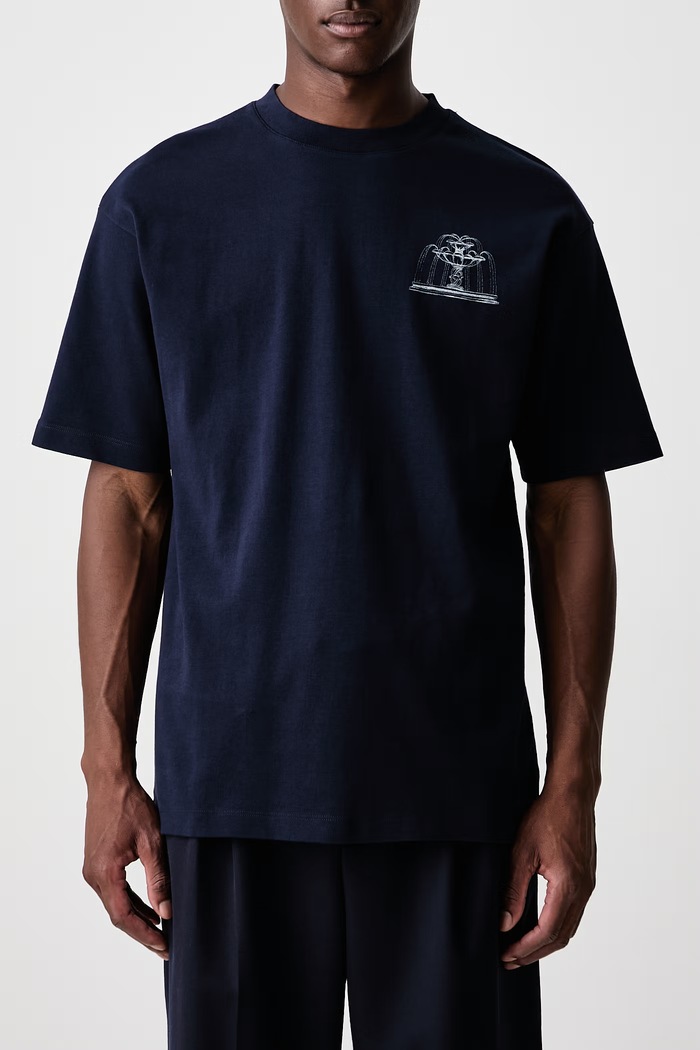 T-shirt męski bawełniany Fountain Drôle de Monsieur granatowy M.TS344.CO002
