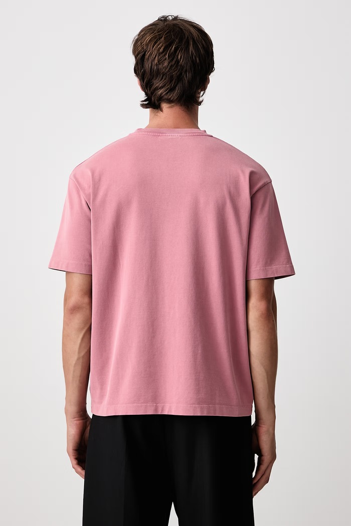 Odzież Drôle de Monsieur T-shirt oversize męski bawełniany Classic Slogan M.TS202.CO248 różowy