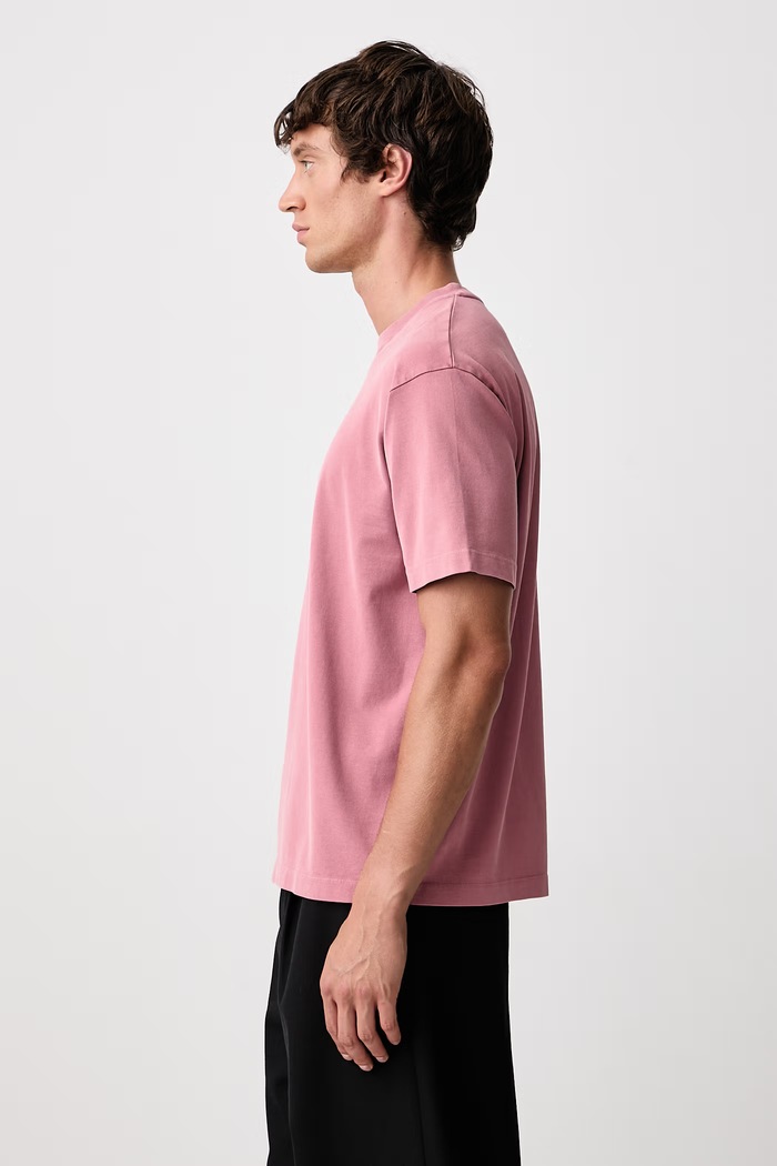 T-shirt oversize męski bawełniany Classic Slogan Drôle de Monsieur M.TS202.CO248 różowy