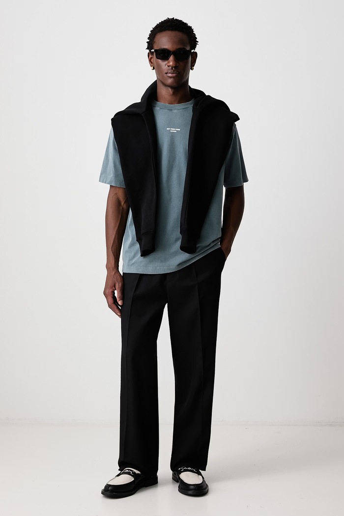 Drôle de Monsieur T-shirt oversize męski bawełniany Classic Slogan M.TS202.CO248 szary AW26