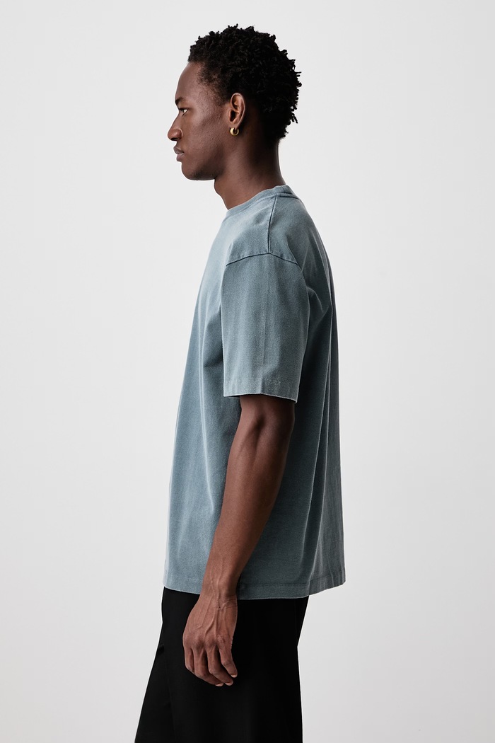 T-shirt oversize męski bawełniany Classic Slogan Drôle de Monsieur M.TS202.CO248 szary