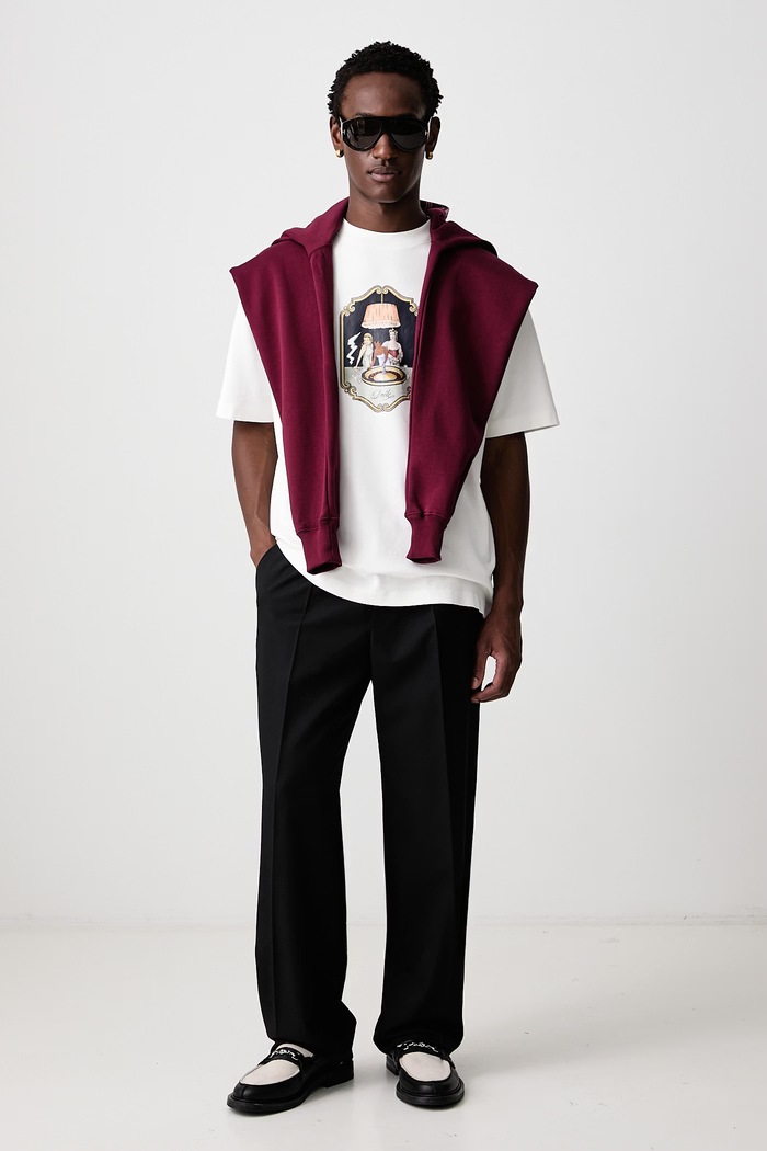 Drôle de Monsieur T-shirt męski bawełniany Casino Scene M.TS355.CO002 biały AW26