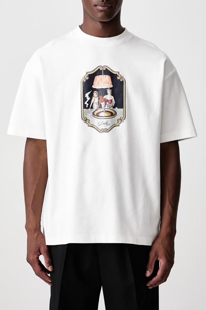 T-shirt męski bawełniany Casino Scene Drôle de Monsieur biały M.TS355.CO002