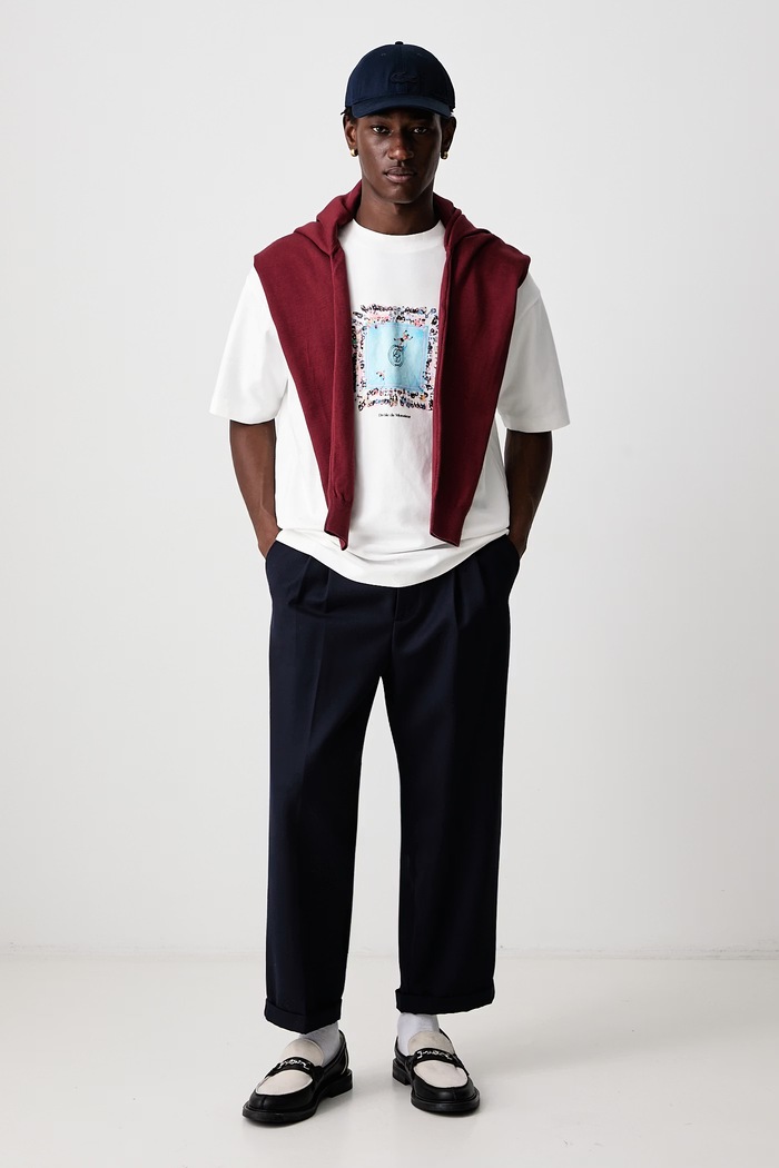 Drôle de Monsieur T-shirt męski bawełniany Boxers Ring M.TS343.CO002 biały AW26