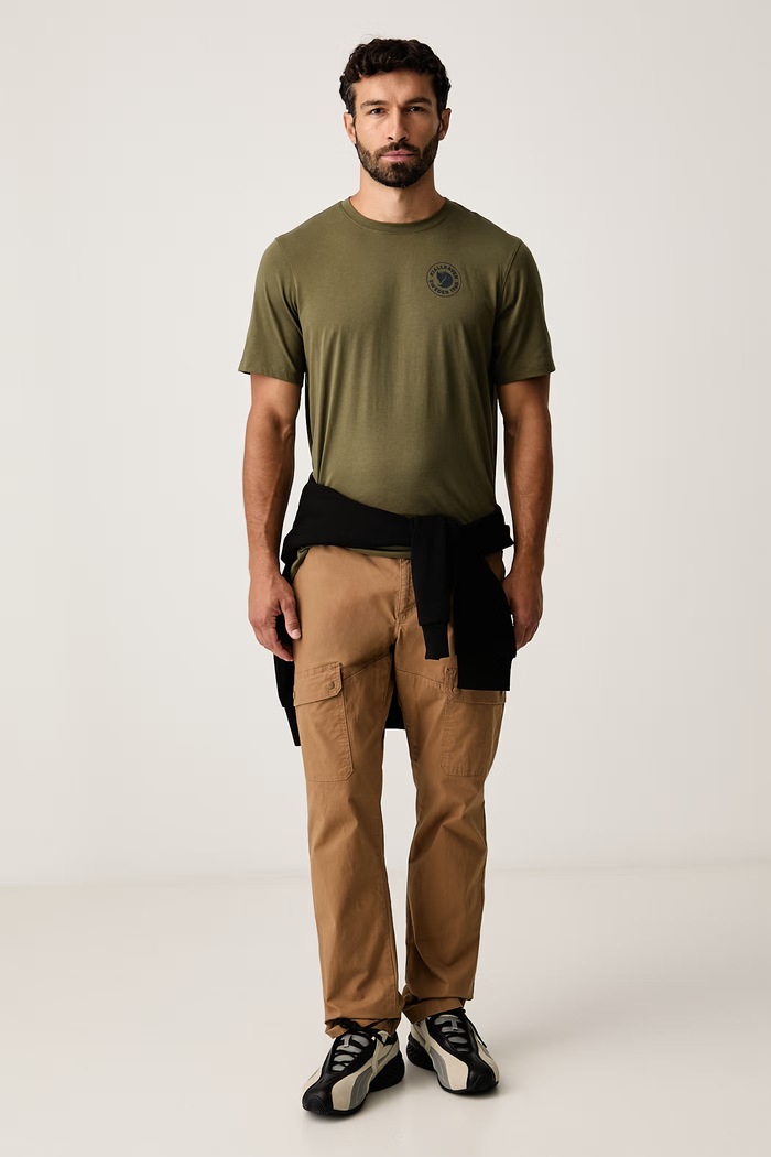 Fjallraven T-shirt męski z bawełną F87313.625 zielony AW26