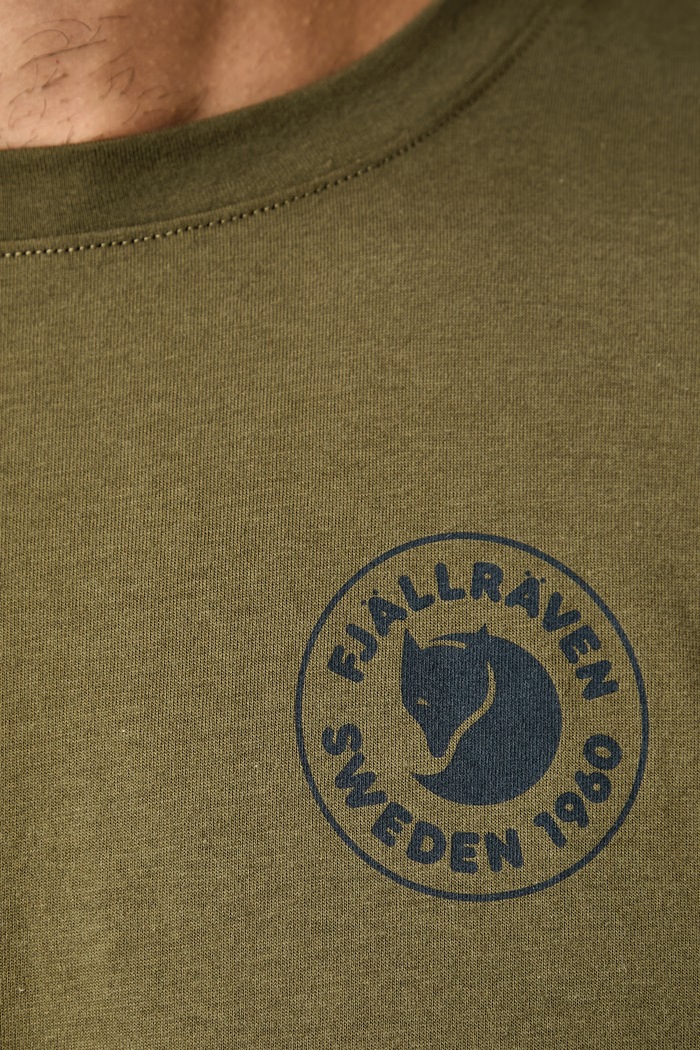 T-shirt męski z bawełną Fjallraven zielony F87313.625