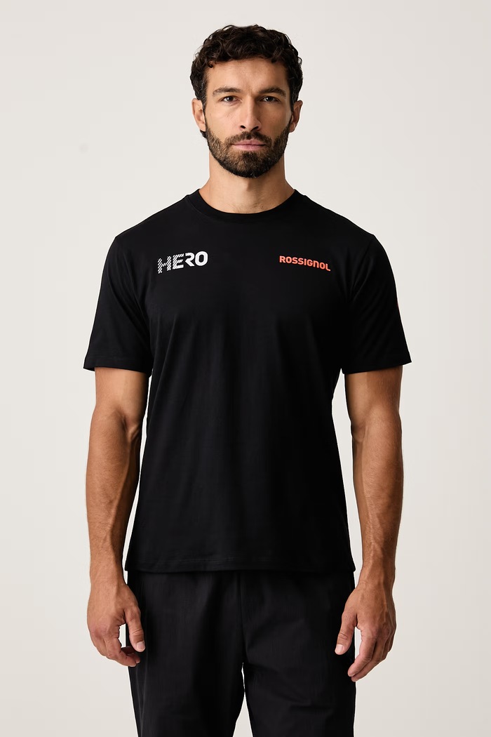Odzież Rossignol T-shirt męski bawełniany HERO RLPMY01 czarny