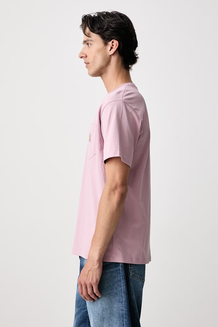 Pocket T-shirt bawełniany męski Carhartt WIP I030434.2P8XX różowy