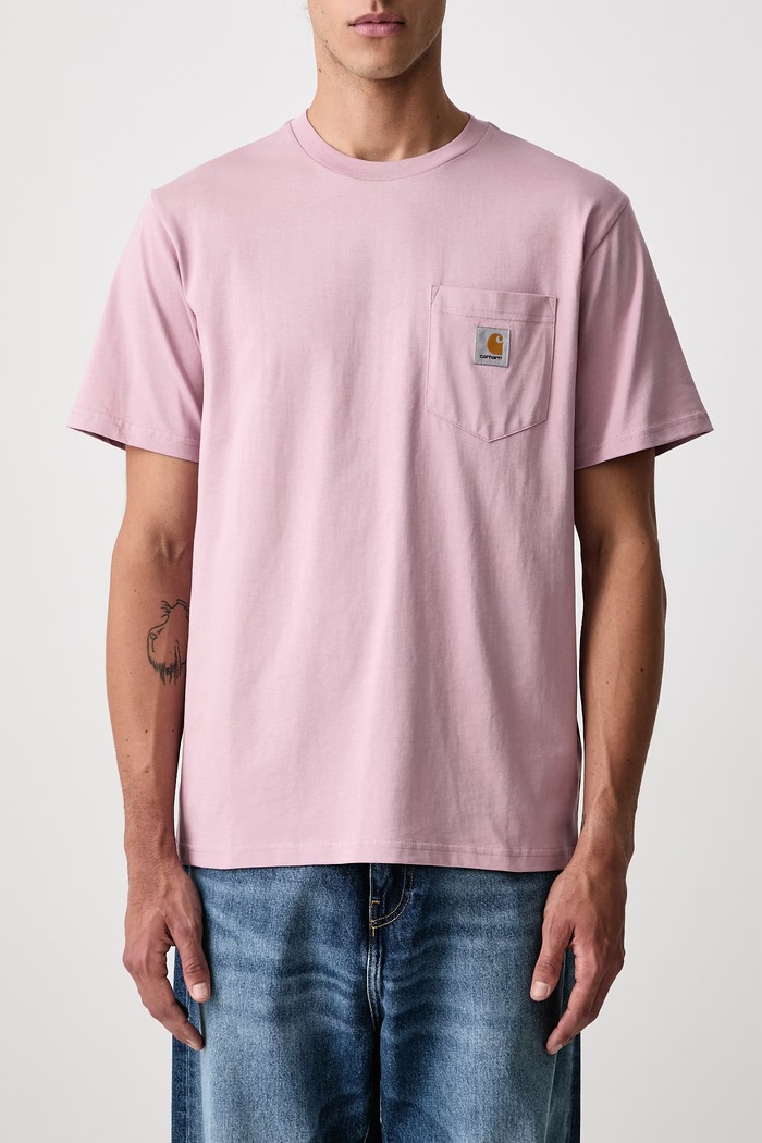 Pocket T-shirt bawełniany męski Carhartt WIP różowy I030434.2P8XX