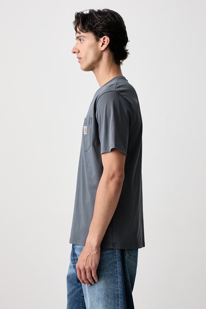 Pocket T-shirt bawełniany męski Carhartt WIP I030434.3REXX szary