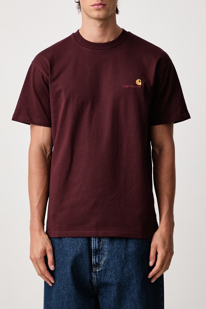 American Script T-shirt bawełniany męski Carhartt WIP bordowy I029956.826XX