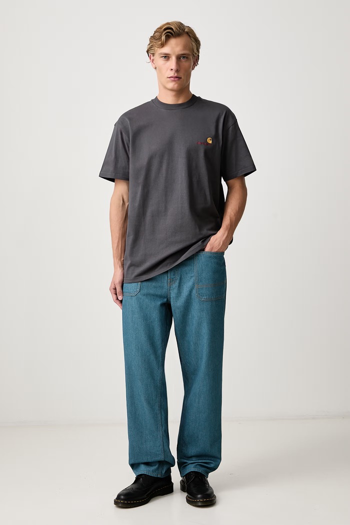 Carhartt WIP American Script T-shirt bawełniany męski I029956.87XX szary AW26