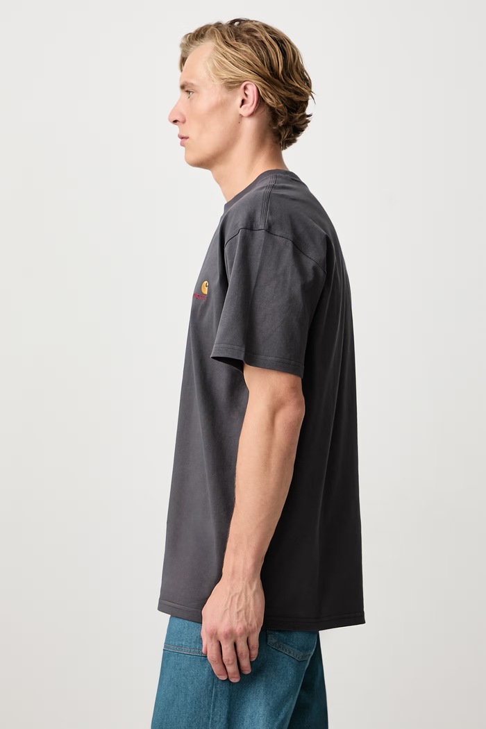 American Script T-shirt bawełniany męski Carhartt WIP I029956.87XX szary