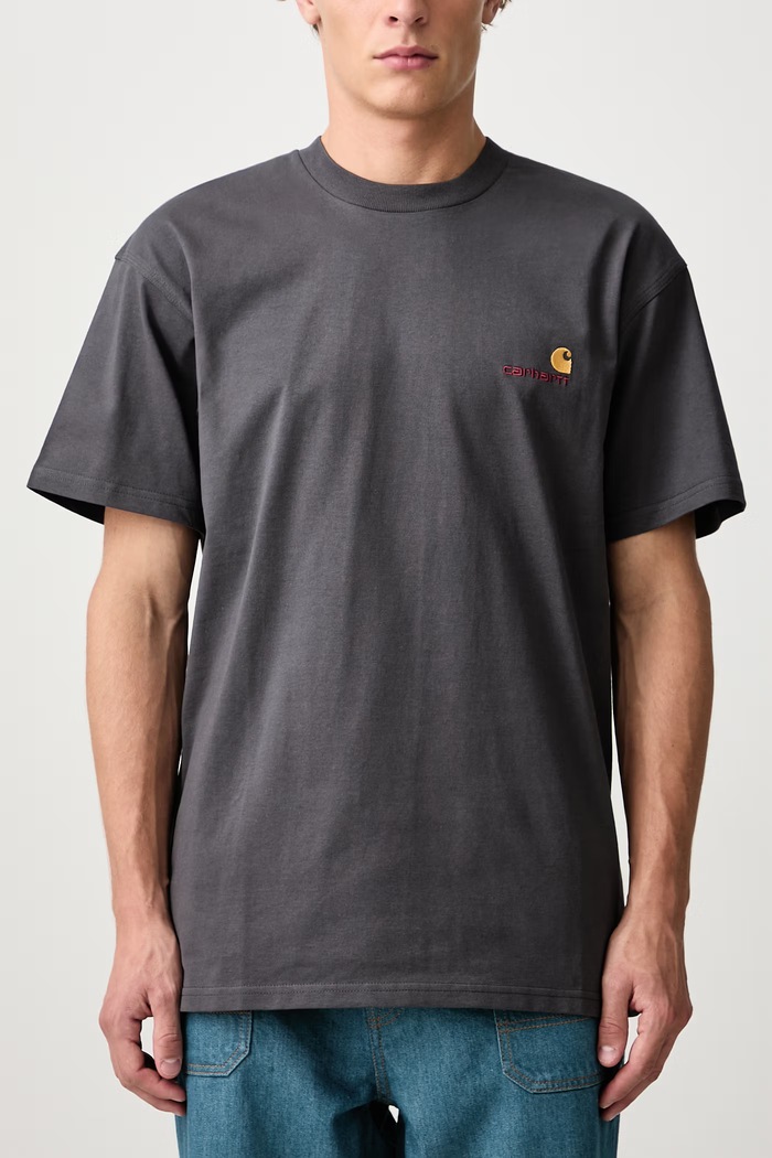 American Script T-shirt bawełniany męski Carhartt WIP szary I029956.87XX