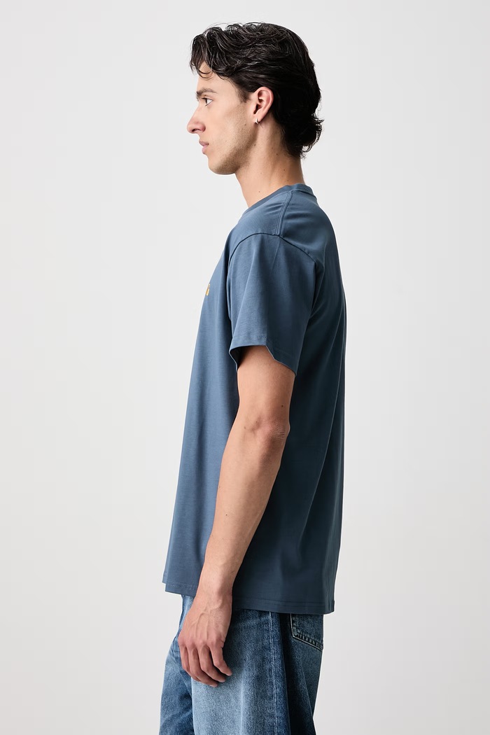 Chase T-shirt bawełniany męski Carhartt WIP I026391.3XFXX niebieski