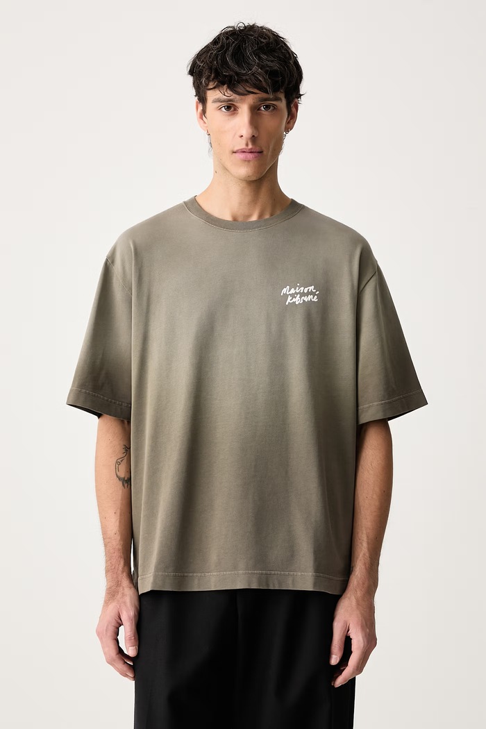 Odzież Maison Kitsuné Handwriting T-shirt bawełniany męski MRMJT23KJBIT8 zielony