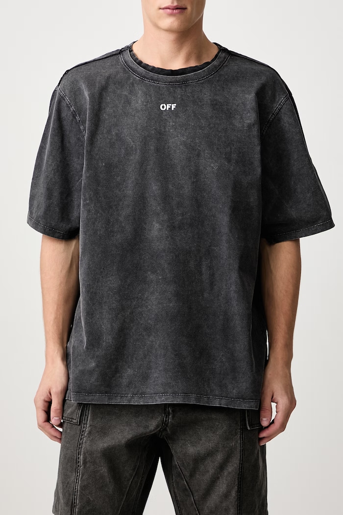 Off Stamp Overlap Regular t-shirt cotton men's Off-White black 44MAA16NF26J005001