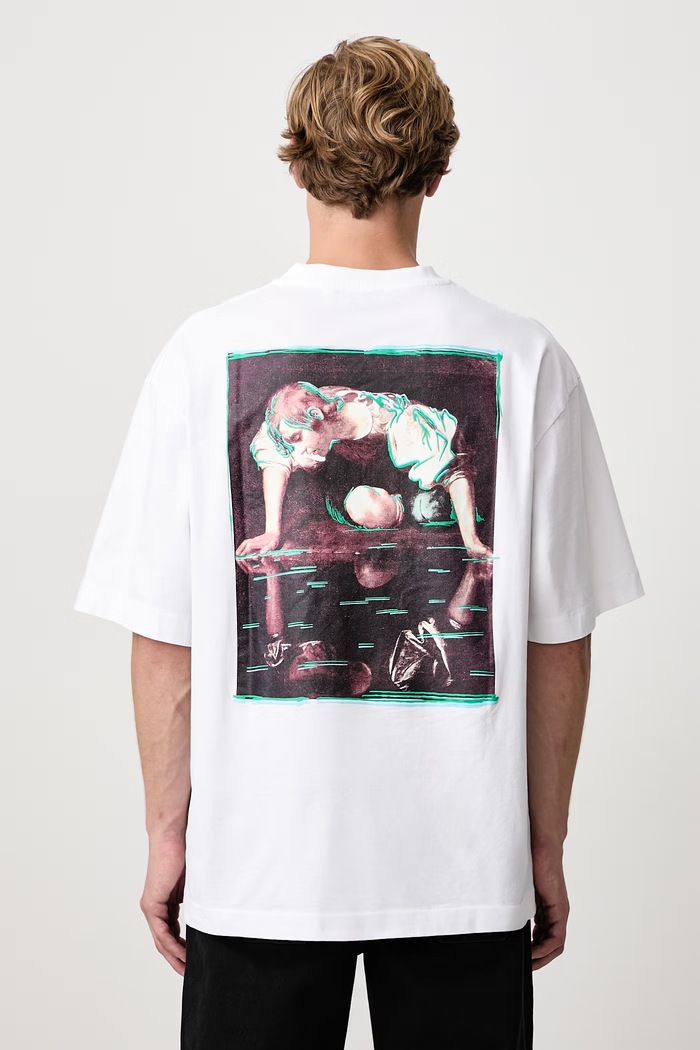 Off-White Inked Narciso Skate tričko bavlněné pánské bílá 44MAA120F26J012100