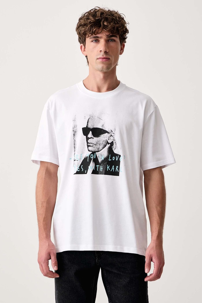 Karl Lagerfeld Jeans Тениска мъжка от памук x Pietro Terzini бял B4M17074