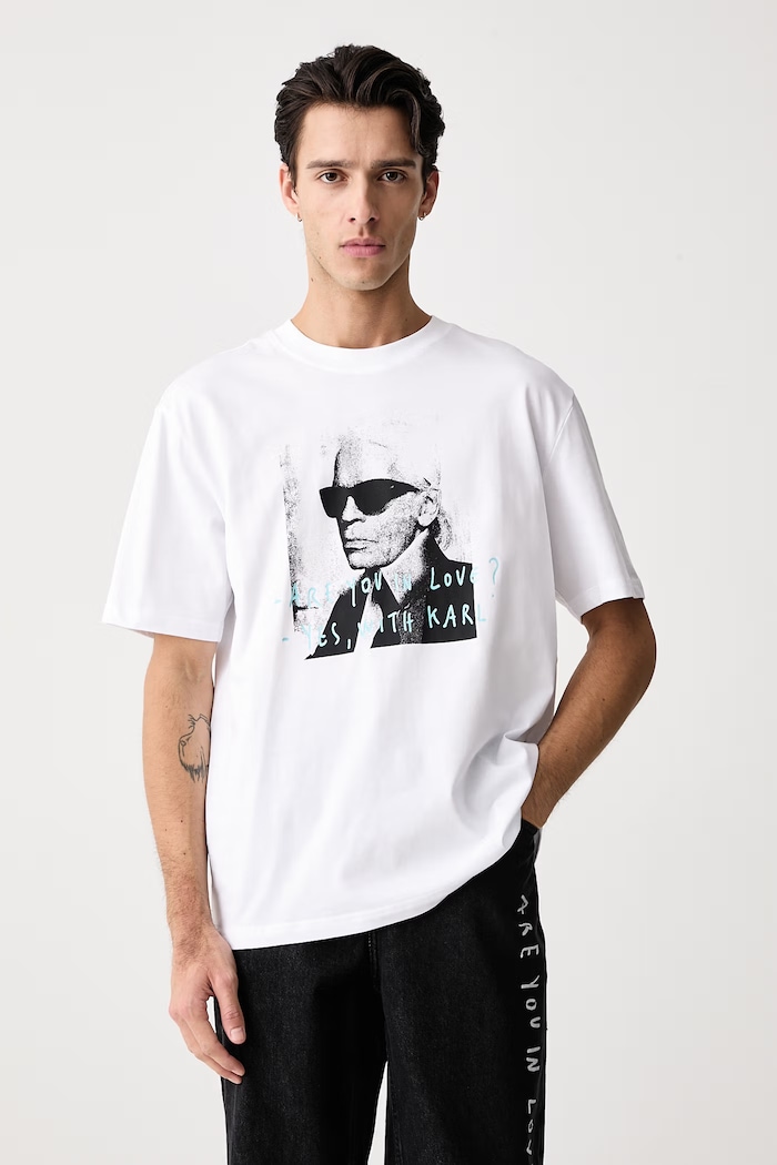 Karl Lagerfeld Jeans Tričko pánske bavlnené x Pietro Terzini biela B4M17074
