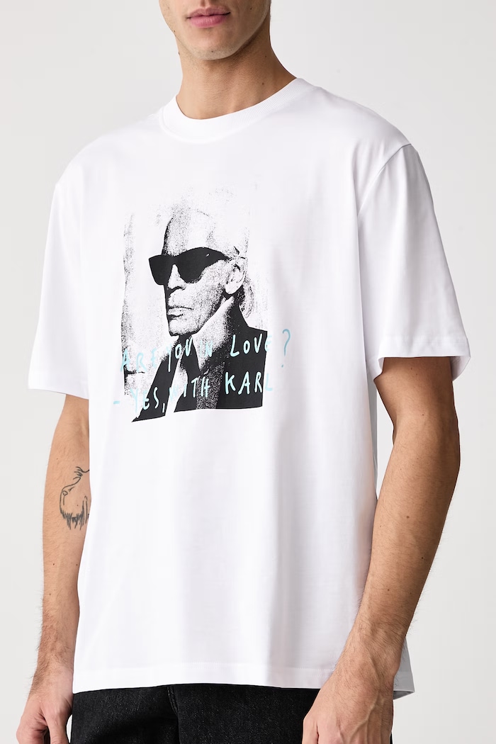 Tričko pánske bavlnené x Pietro Terzini Karl Lagerfeld Jeans B4M17074 biela